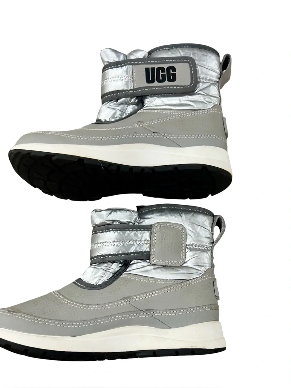 NWOT UGG Kids Taney Weather Waterproof Snow Boots Metallic Silver Grey Size 11
